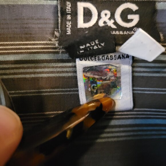 D&G By Dolce & Gabbana Blue striped button up. - Picture 8 of 9